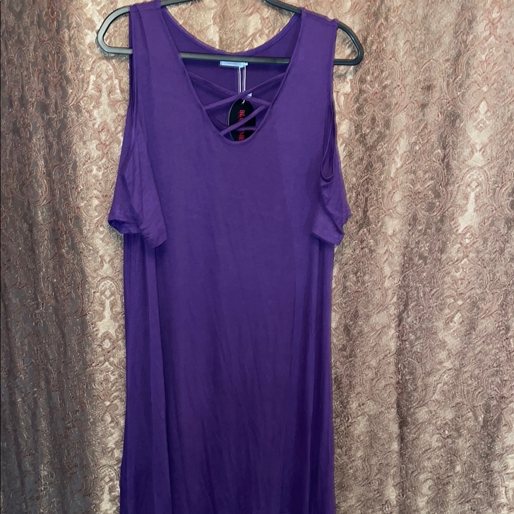 NWT BLUE TIME Purple Cold Shoulder Dress.  Size XL.